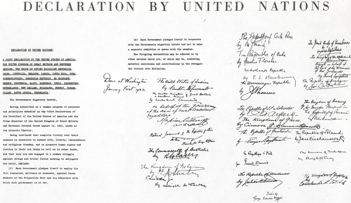 中苏美英等26国签署《联合国家共同宣言》